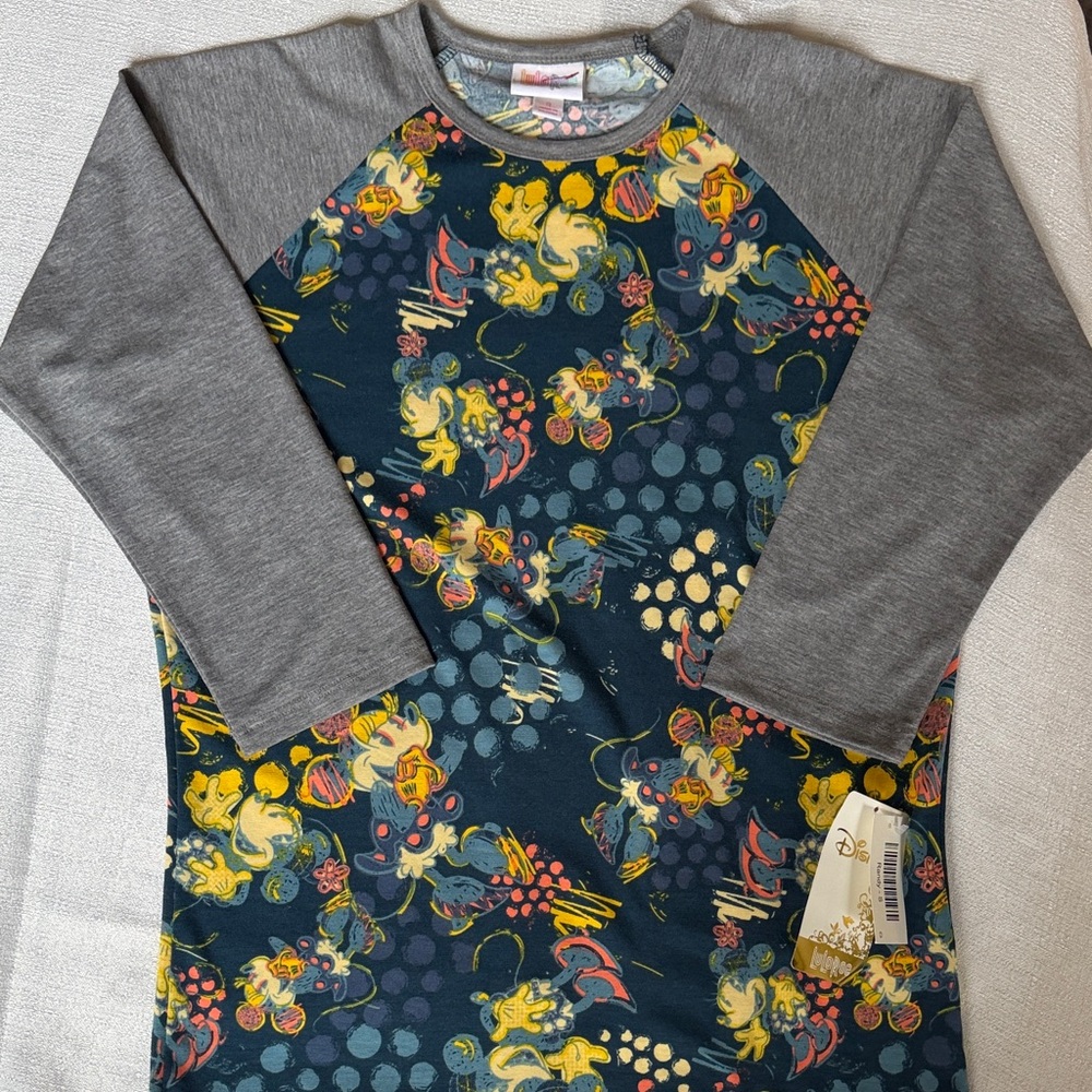 SOLDLuLaRoe Disney Navy and Gray Mid-length Shirt ft. Vintage Minnie and Mickey